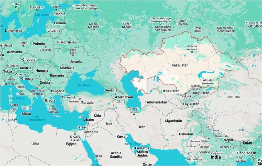 Mapa Kazachstanu
