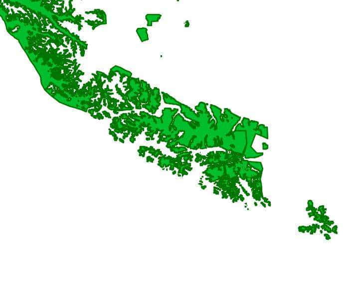 Mapa lokalizacji geograficznej Parku Narodowego Alberto de Agostini