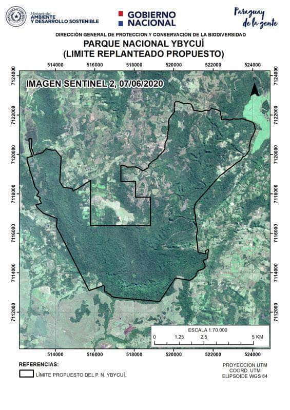 Satelitarna mapa obszaru chronionego Parku Narodowego Ybycuí