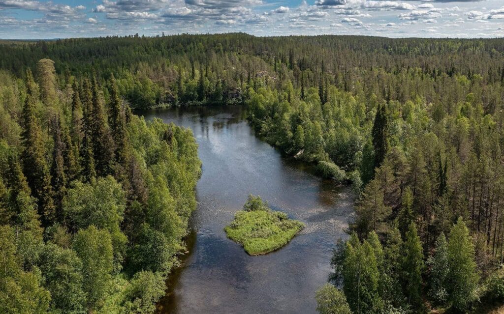 Rzeka Oulankajoki w Oulanka Park Narodowy, Finlandia