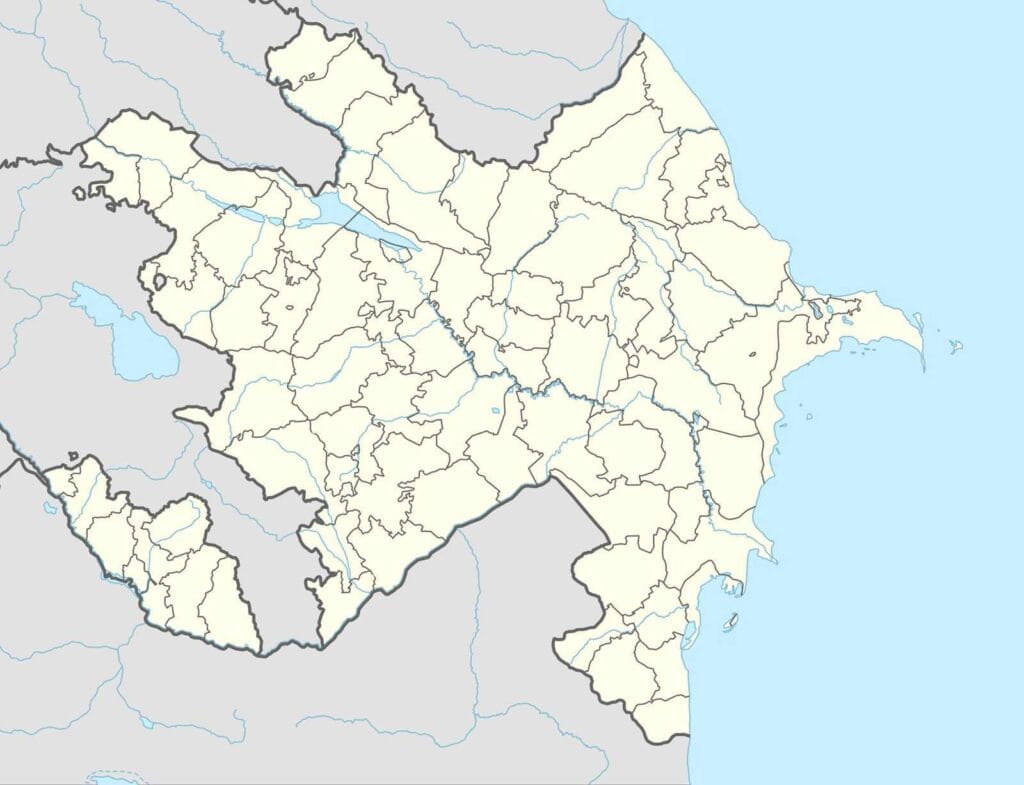 Mapa geograficzna Parku Narodowego Altıağac, Azerbejdżan