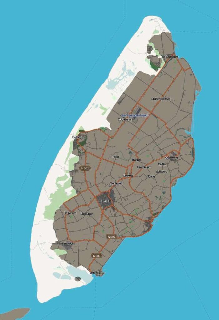 Geografia Parku Narodowego Duinen van Texel w Niderlandach