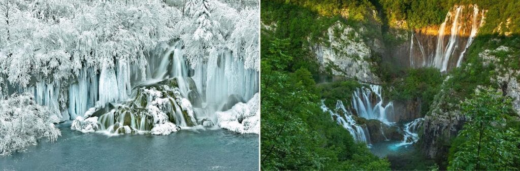 Pogoda zimą, latem, jesienią i wiosną w Parku Narodowym Jezior Plitwickich